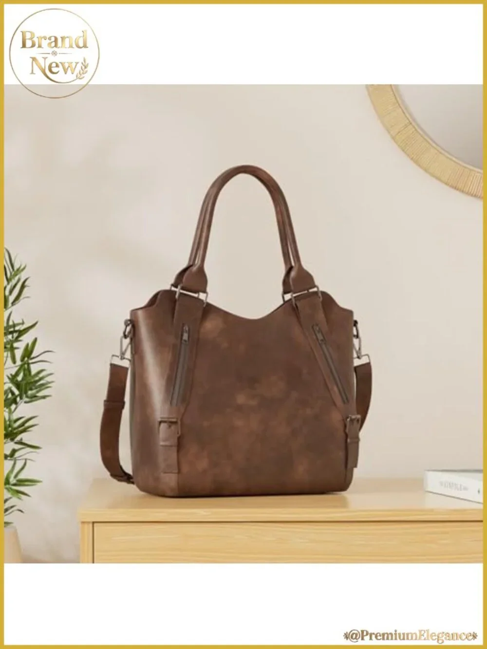Large Hobo Bag for Women Vegan Leather Multi-Pocket Designer Handbag Purse